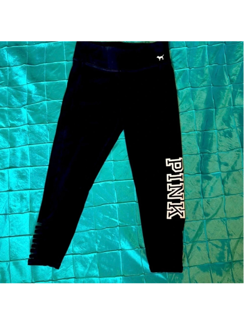 Women's Victoria's Secret PINK Black Leggings with White Logo